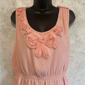 Gianni Bini Women's Peach Sleeveless Top Lined Polyester Size Large Fabric Bow